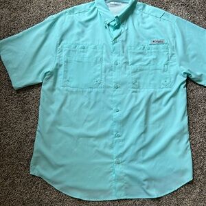 Columbia Omni - Shade Men's Teal Button Up Shirt